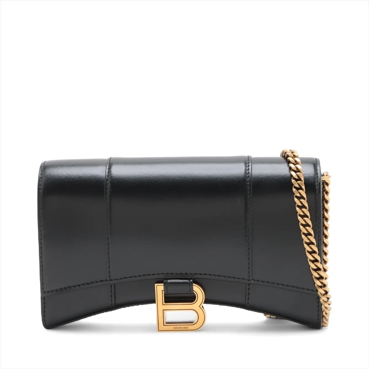 Balenciaga Balenciaga Hourglass Leather Chain Wallet Black 656050