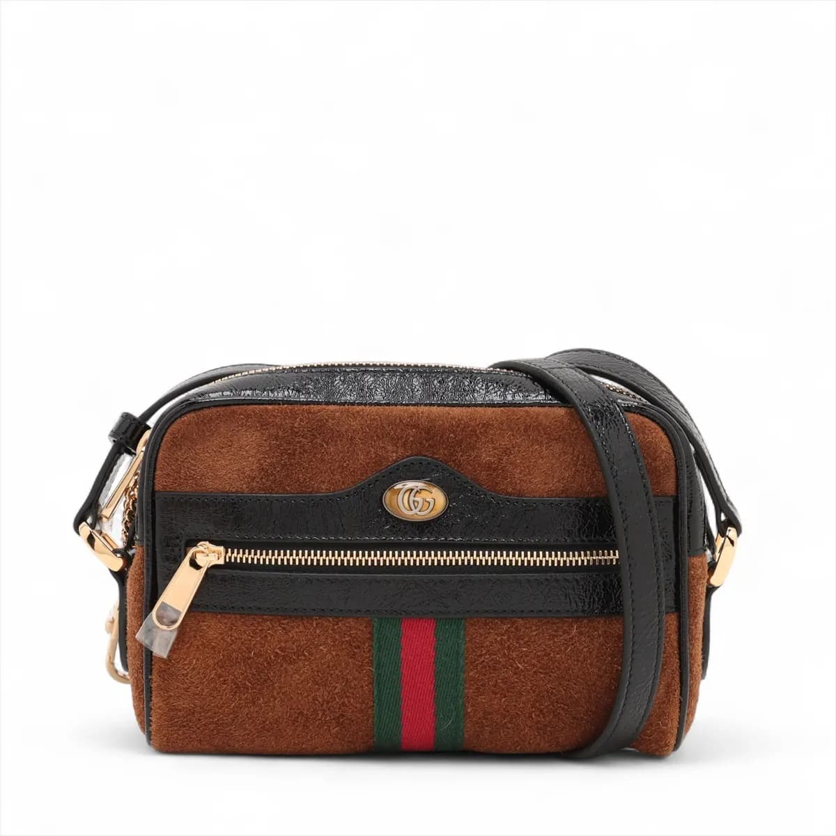 Gucci Gucci suede x patent leather Shoulder bag brown x black 517350