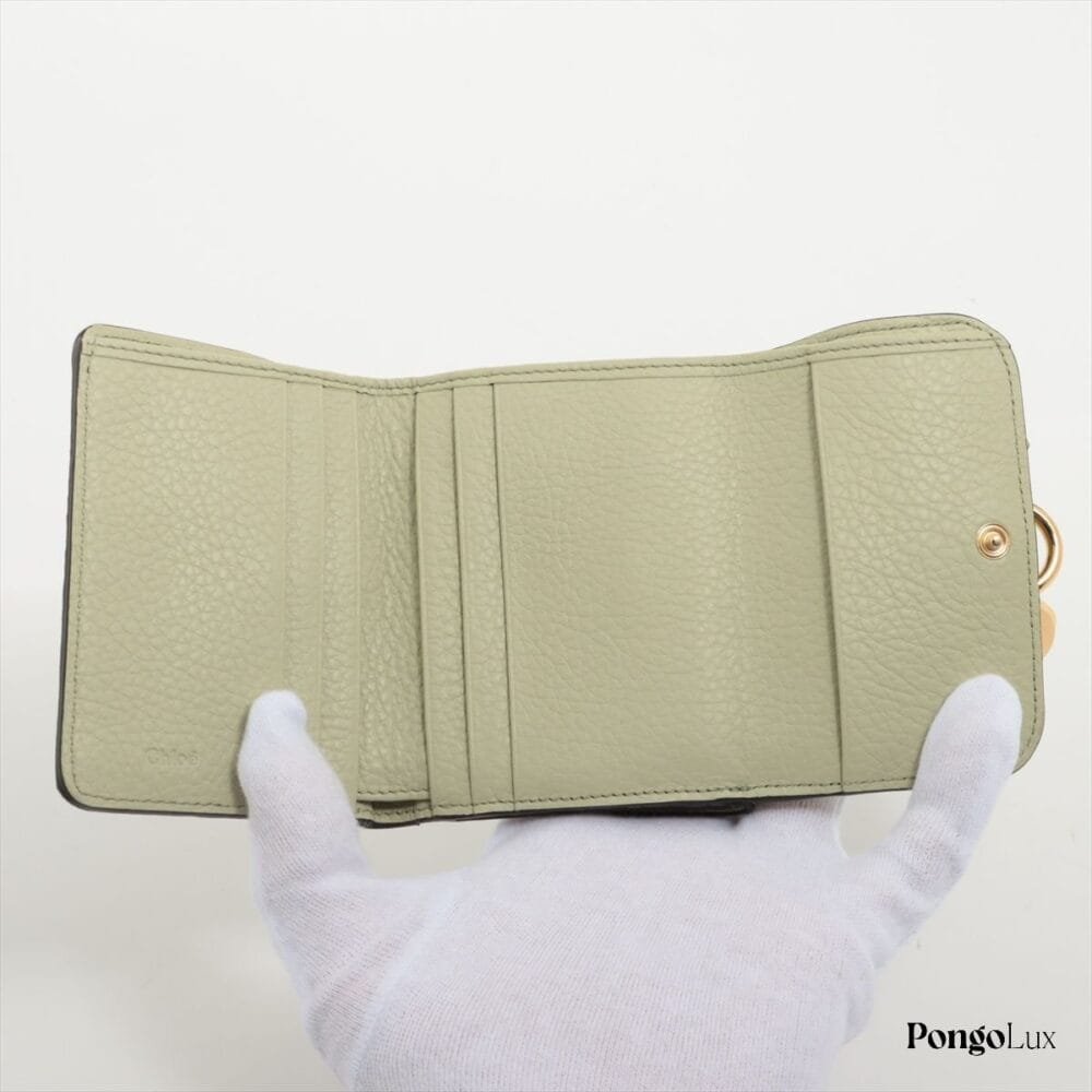 Chloe Leather Compact Wallet With Tags Green - Image 5