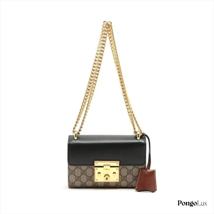 Gucci GG Supreme Padlock Chain shoulder bag Beige 409487
