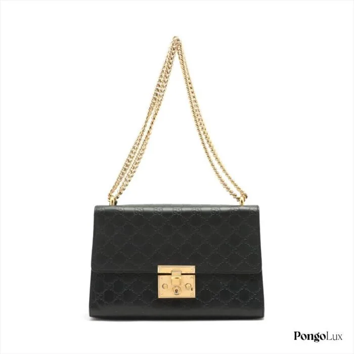 Gucci Guccissima Leather Chain shoulder bag Black 409486