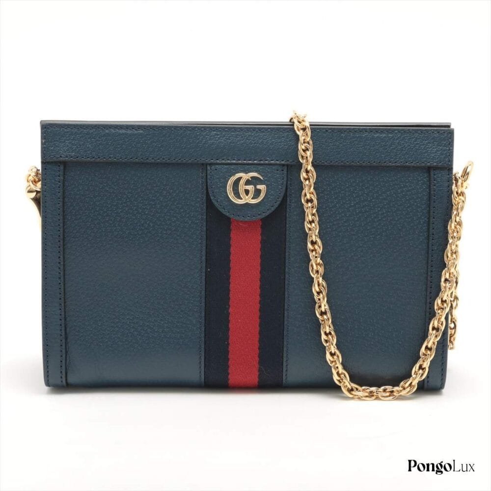 Gucci Ophidia Leather Chain shoulder bag Navy blue 503877