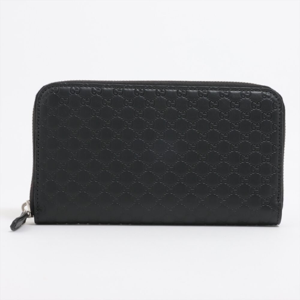 Gucci Micro Guccissima Leather Round-Zip-Wallet Black