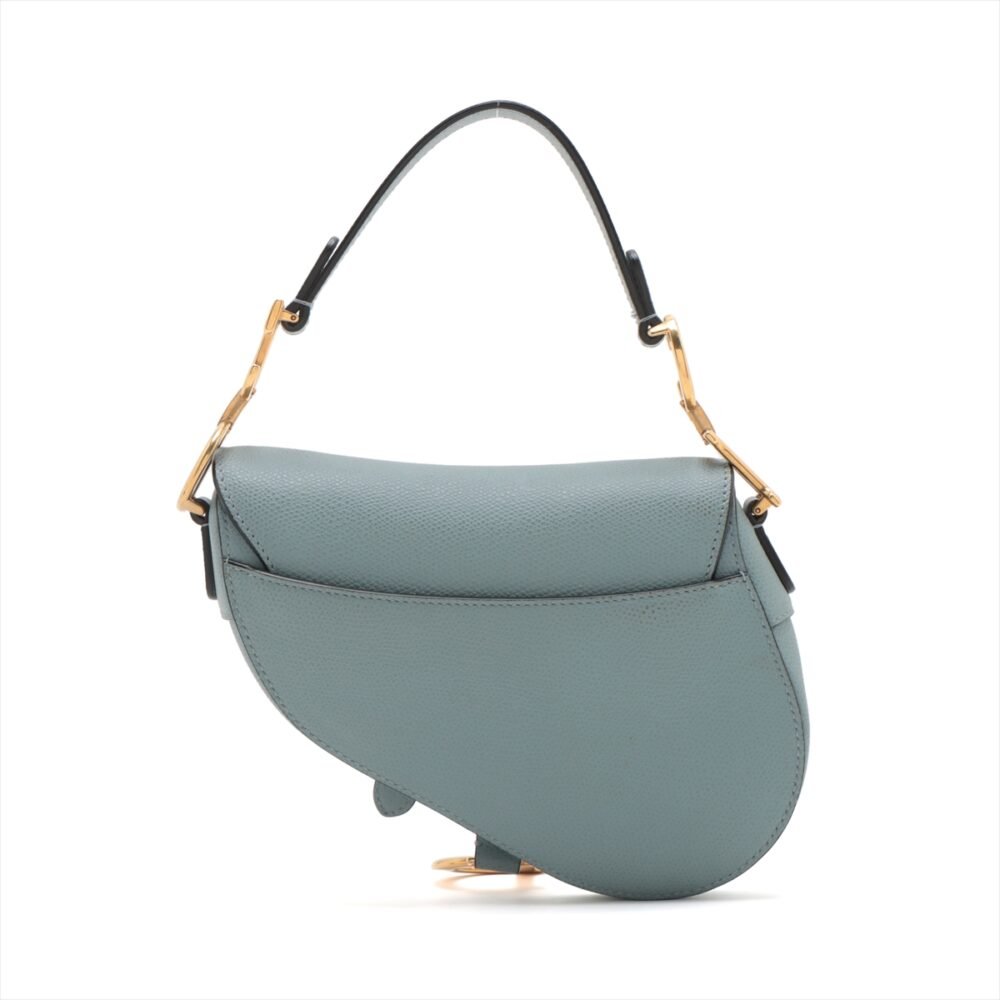 Christian Dior Grained Calfskin Saddle Bag Cloud Blue - Image 3