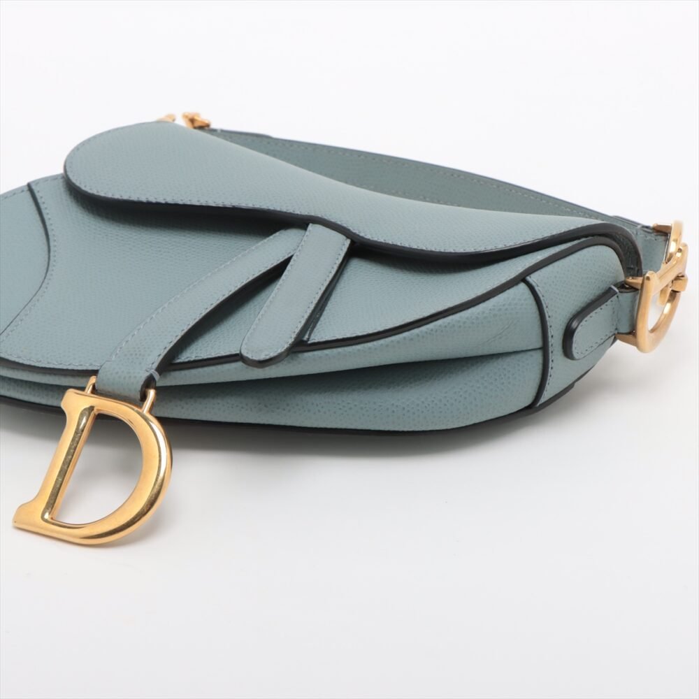 Christian Dior Grained Calfskin Saddle Bag Cloud Blue - Image 4