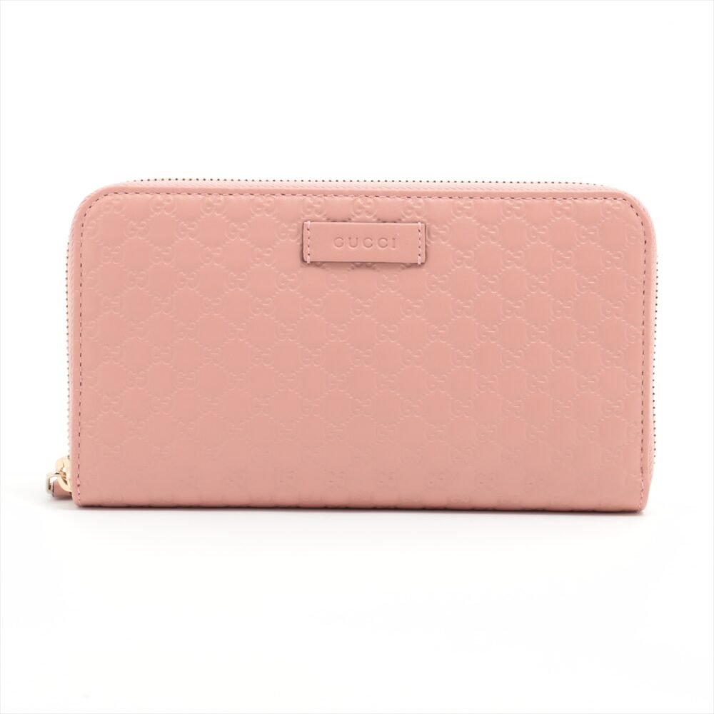 Gucci Micro Guccissima Leather Round-Zip-Wallet Pink