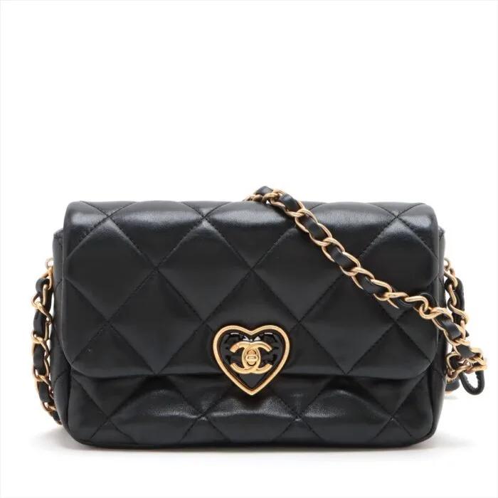 Chanel Coco Love CC Heart Flap Bag Quilted Lambskin Small