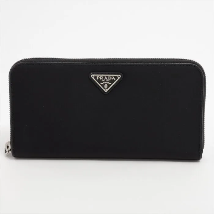 Prada 1ML506 Nylon & leather Round-Zip-Wallet Black