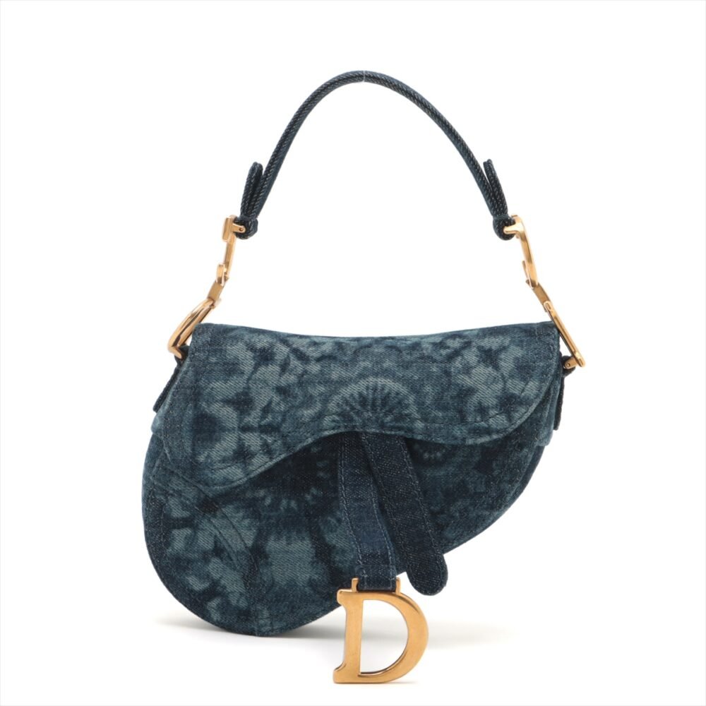 Christian Dior Saddle Bag Blue Fleurs Mystiques Denim