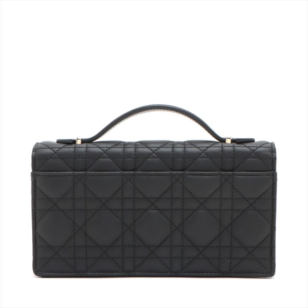 Christian Dior Lambskin Lady Dior Top Handle Clutch Black - Image 2