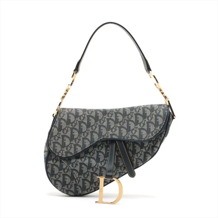 Christian Dior Medium Vintage Blue Canvas Dior Saddle