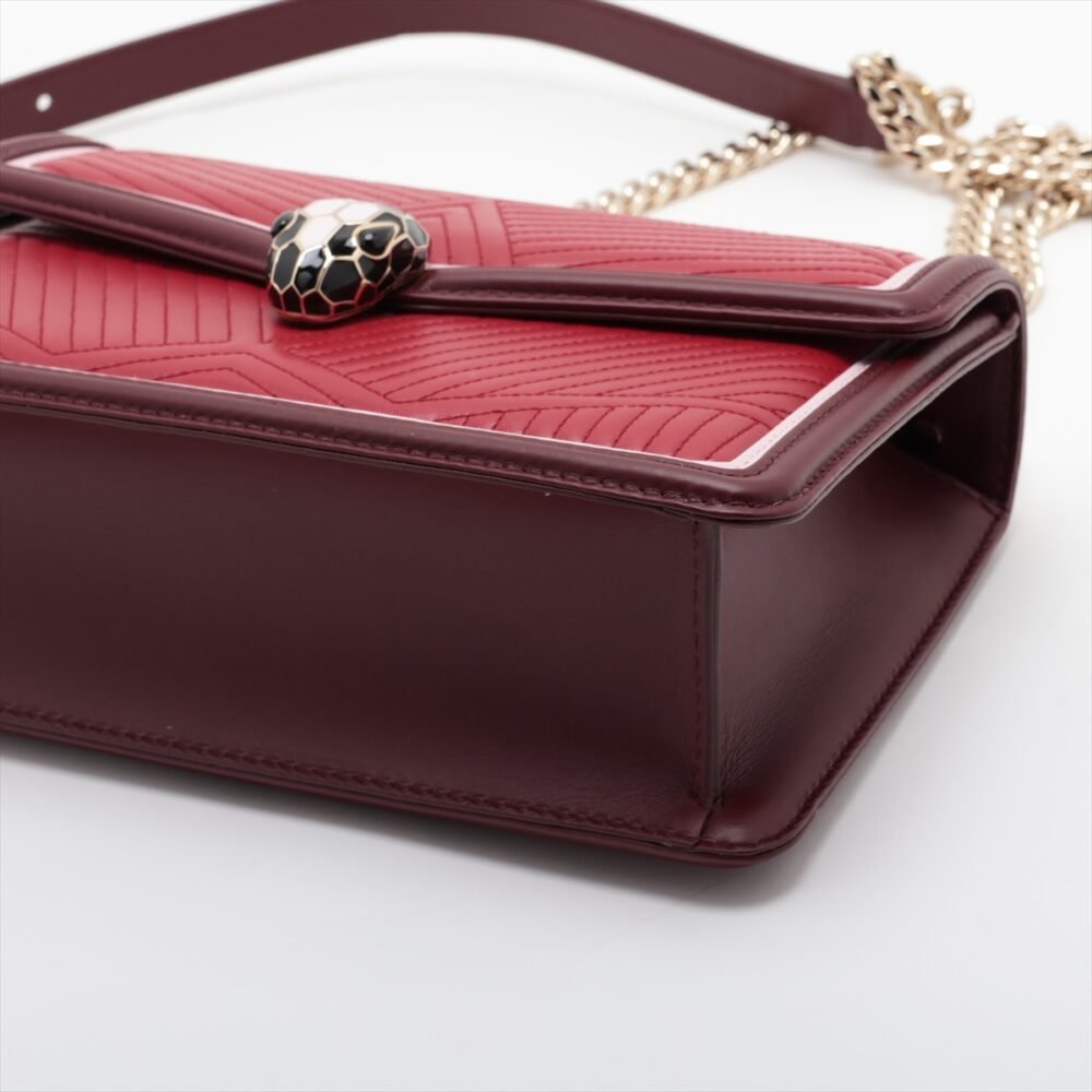 Bvlgari Serpenti Leather Chain Shoulder Bag Red - Image 3