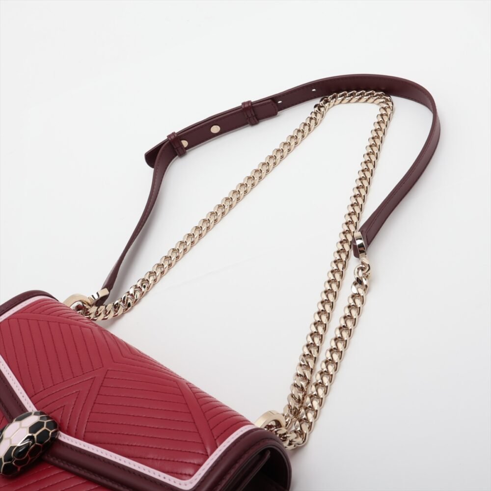 Bvlgari Serpenti Leather Chain Shoulder Bag Red - Image 5