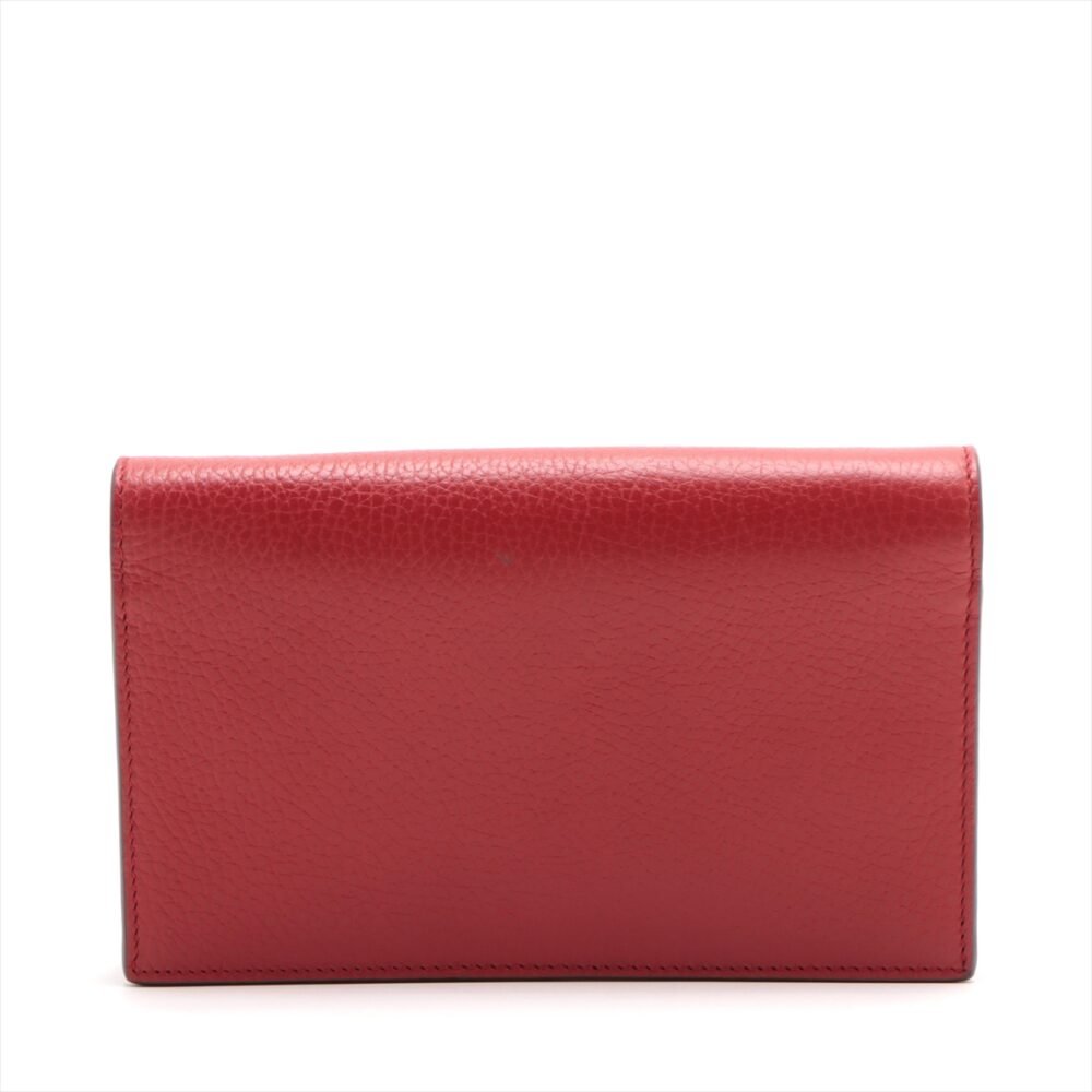 Gucci Dollar Calfskin Interlocking G Chain Wallet Red 510314 - Image 4