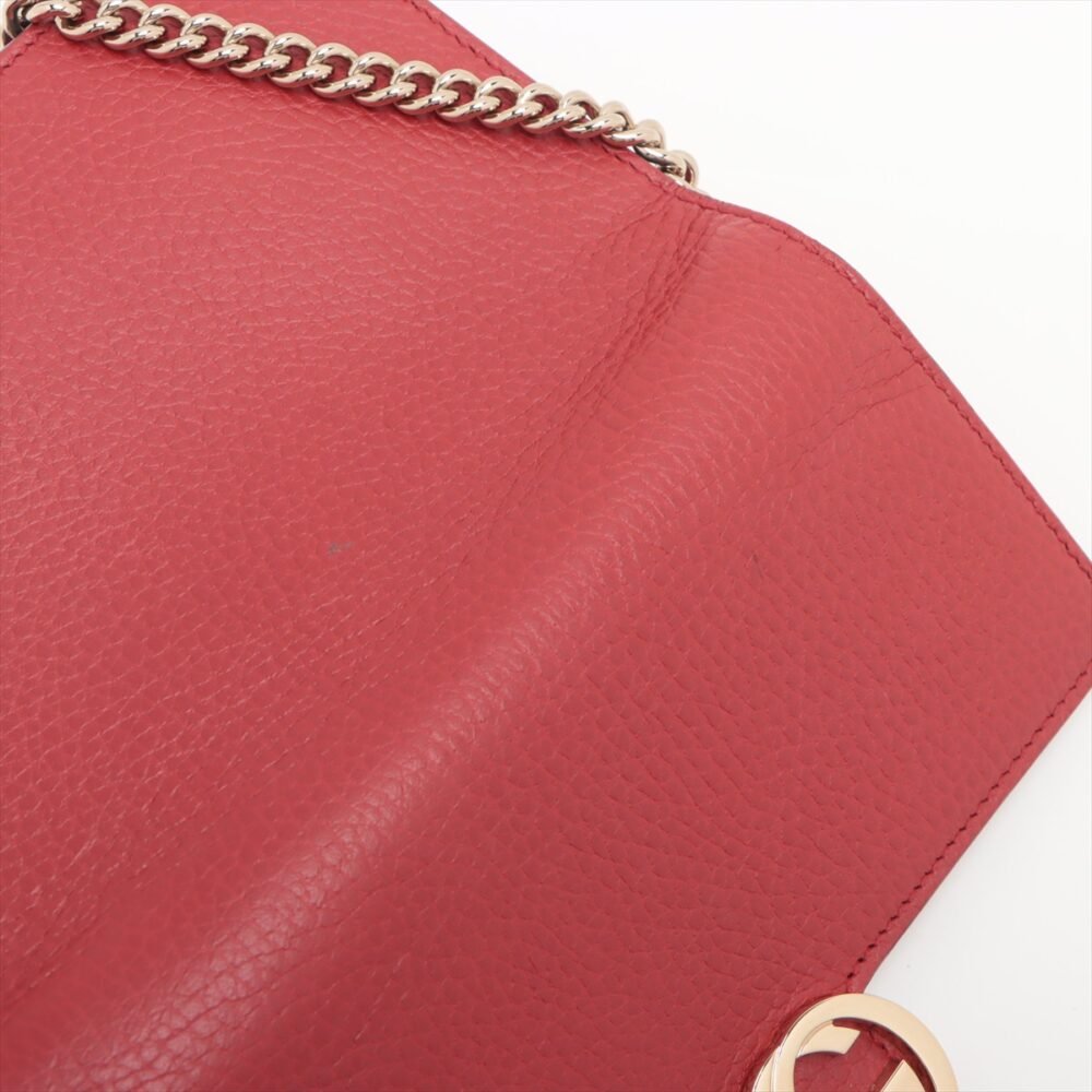 Gucci Dollar Calfskin Interlocking G Chain Wallet Red 510314 - Image 8