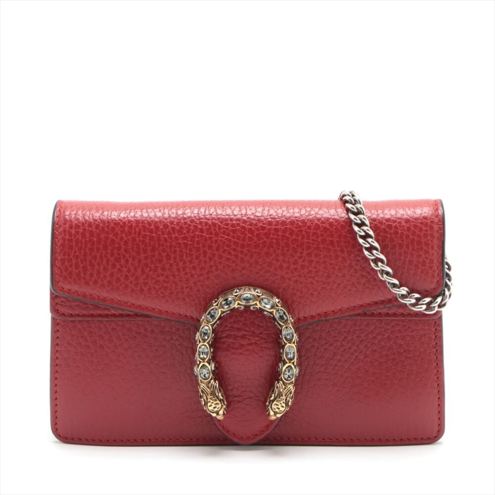 Gucci Calfskin Super Mini Dionysus Shoulder Bag Hibiscus Red