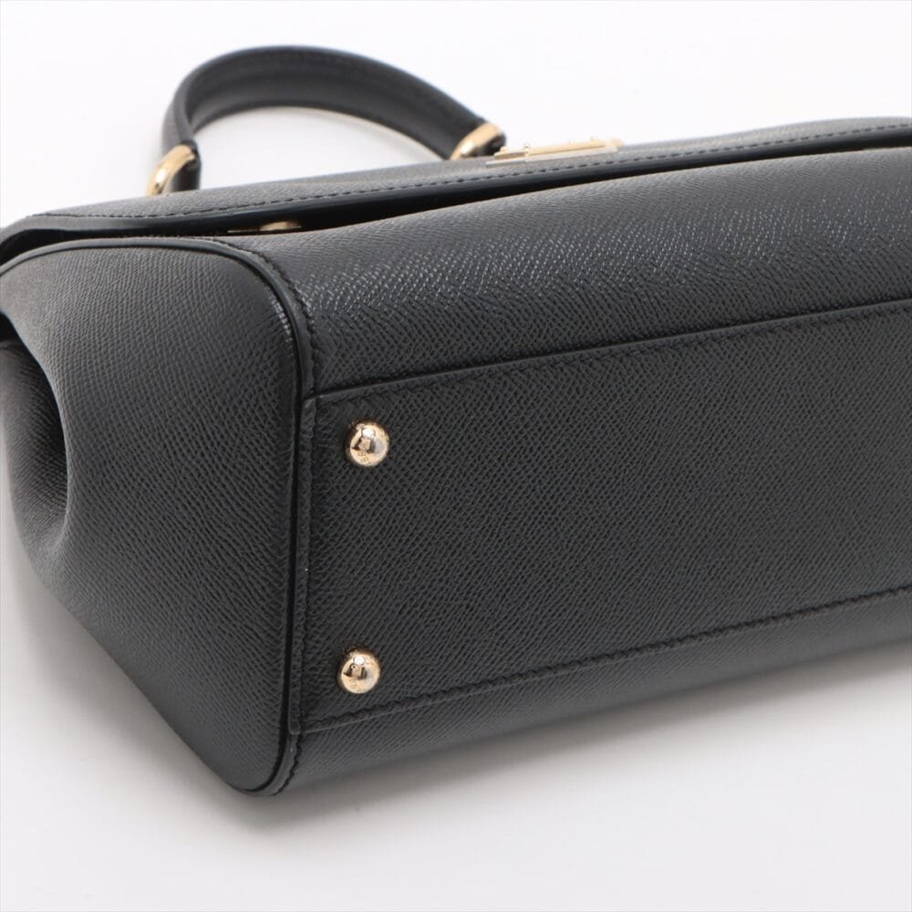 Dolce & Gabbana Sicily Leather 2 Way Handbag Black - Image 4