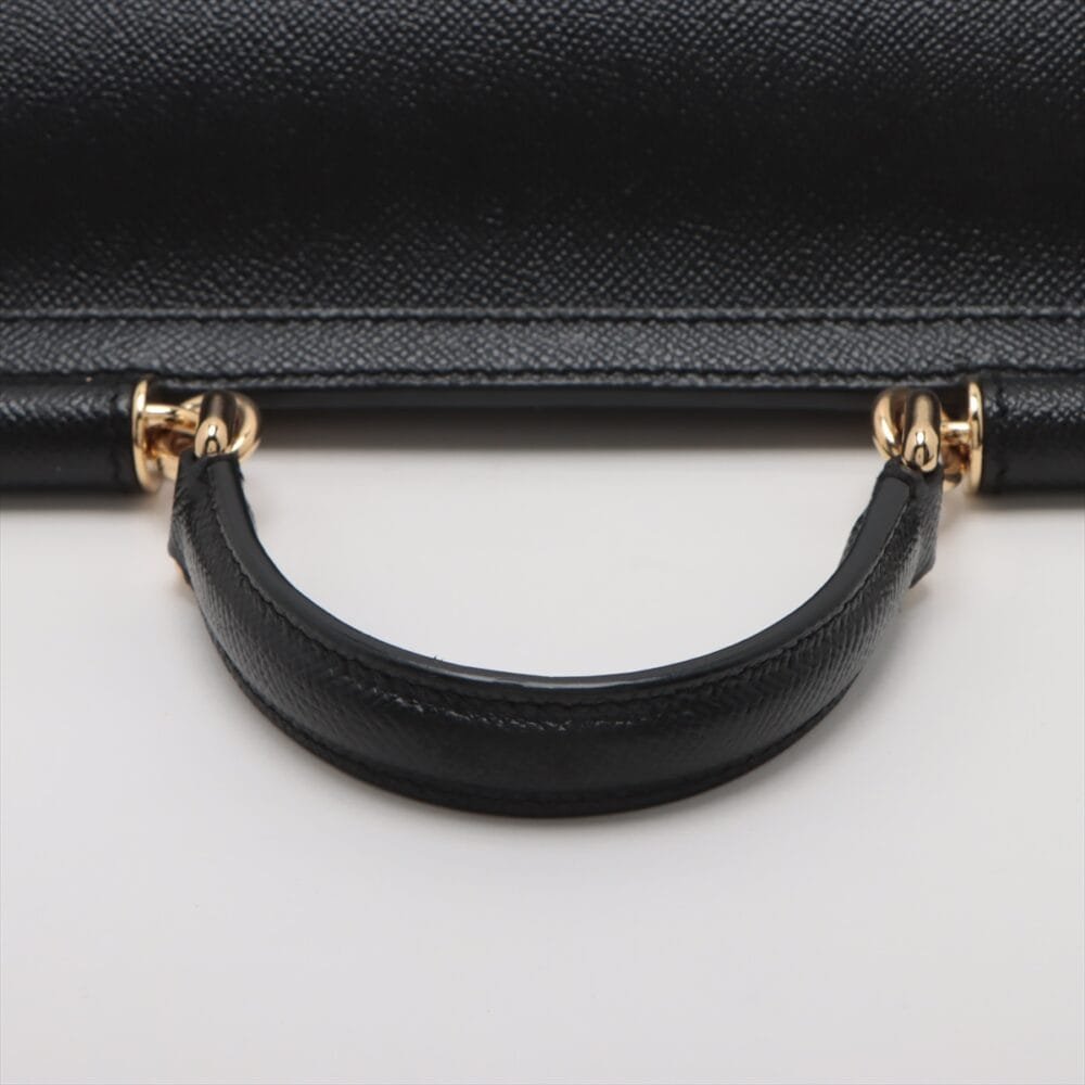 Dolce & Gabbana Sicily Leather 2 Way Handbag Black - Image 5