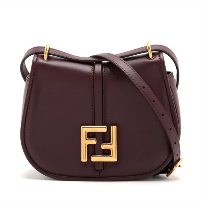 Fendi C'mon Mini Leather Shoulder Bag Bordeaux 8BS082