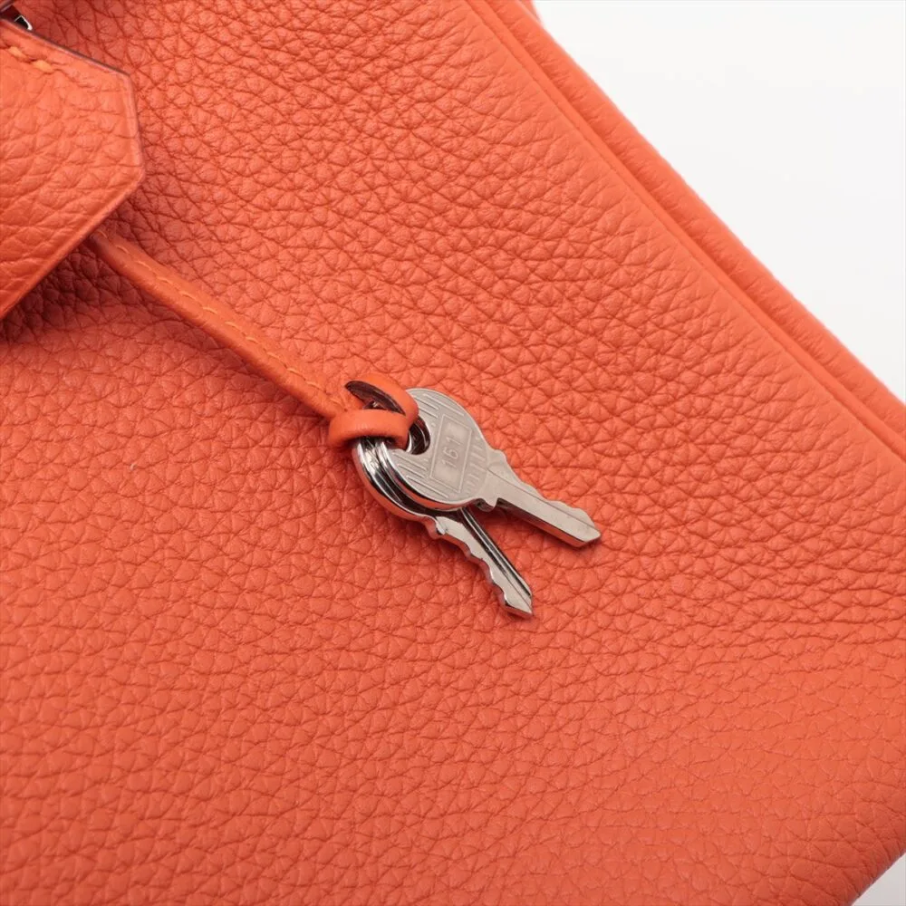 Hermes Birkin 25 Togo Orange Poppy Silver Metal - Image 11