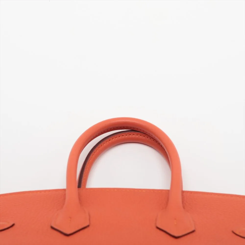 Hermes Birkin 25 Togo Orange Poppy Silver Metal - Image 6
