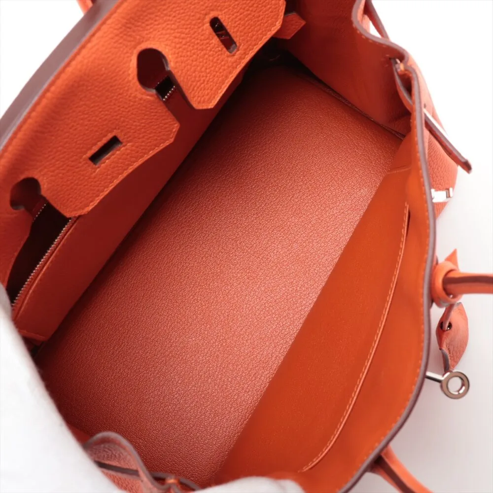 Hermes Birkin 25 Togo Orange Poppy Silver Metal - Image 7