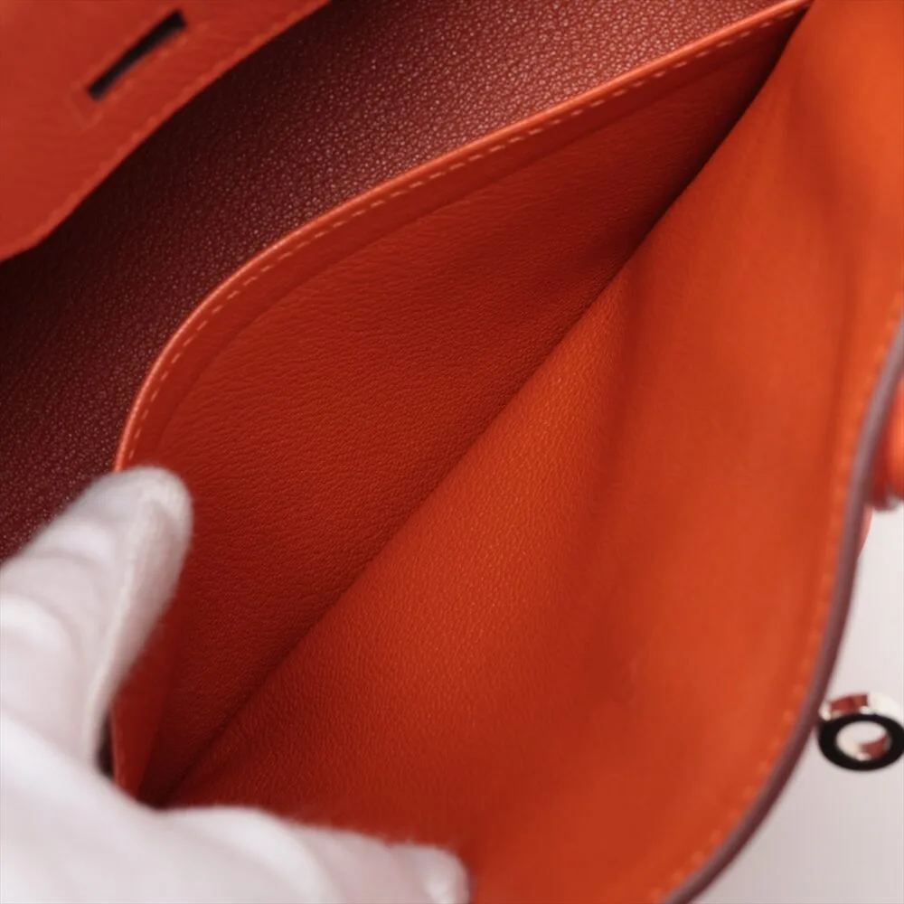 Hermes Birkin 25 Togo Orange Poppy Silver Metal - Image 8