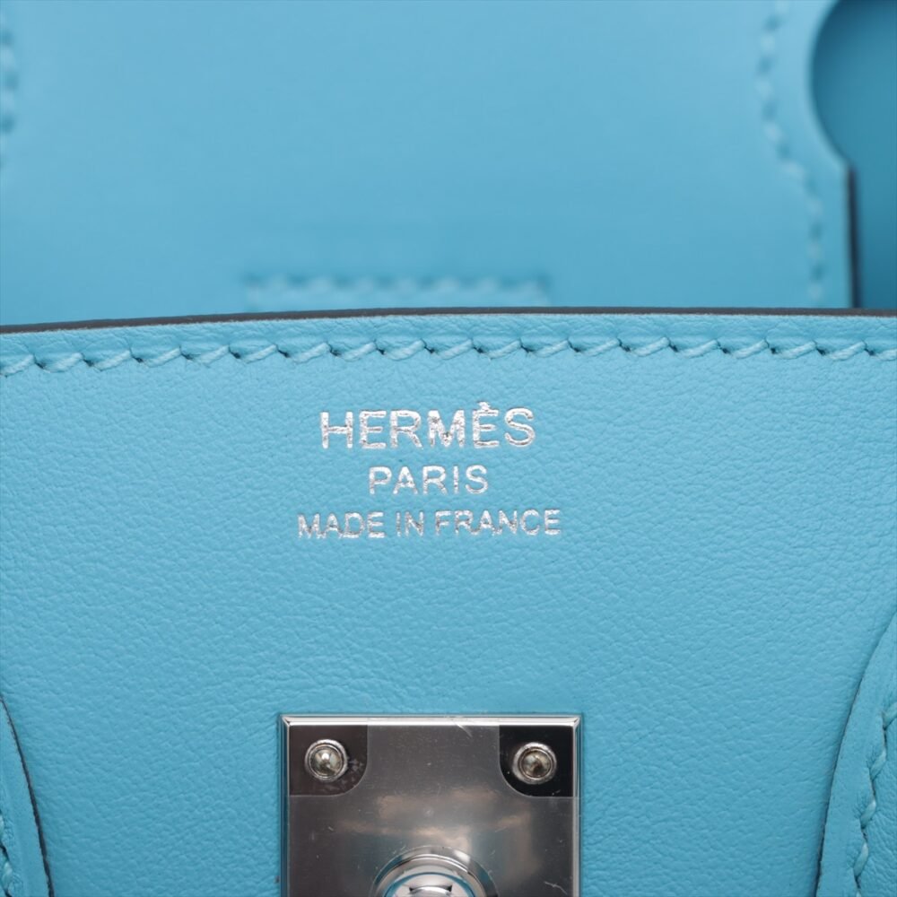 Hermes 2024 Birkin 25 Swift Blue Du Nord Silver Metal - Image 11