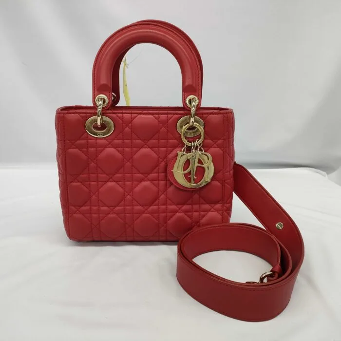 Christian Dior Small Cannage Lady Dior Red
