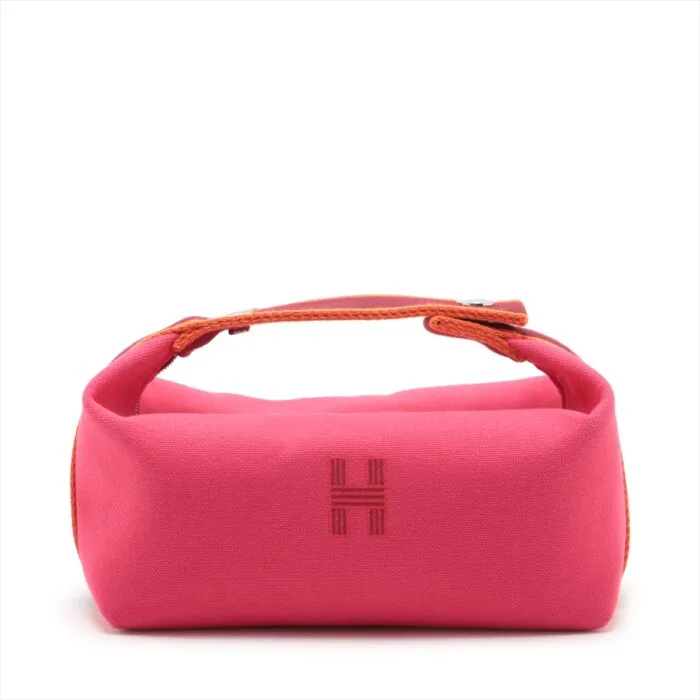 Hermès Brid A Black PM canvas Pink Silver Metal Fittings
